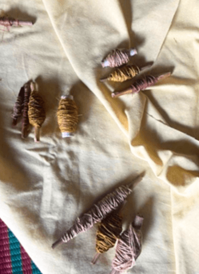 Naturally dyed handmade yarn reels